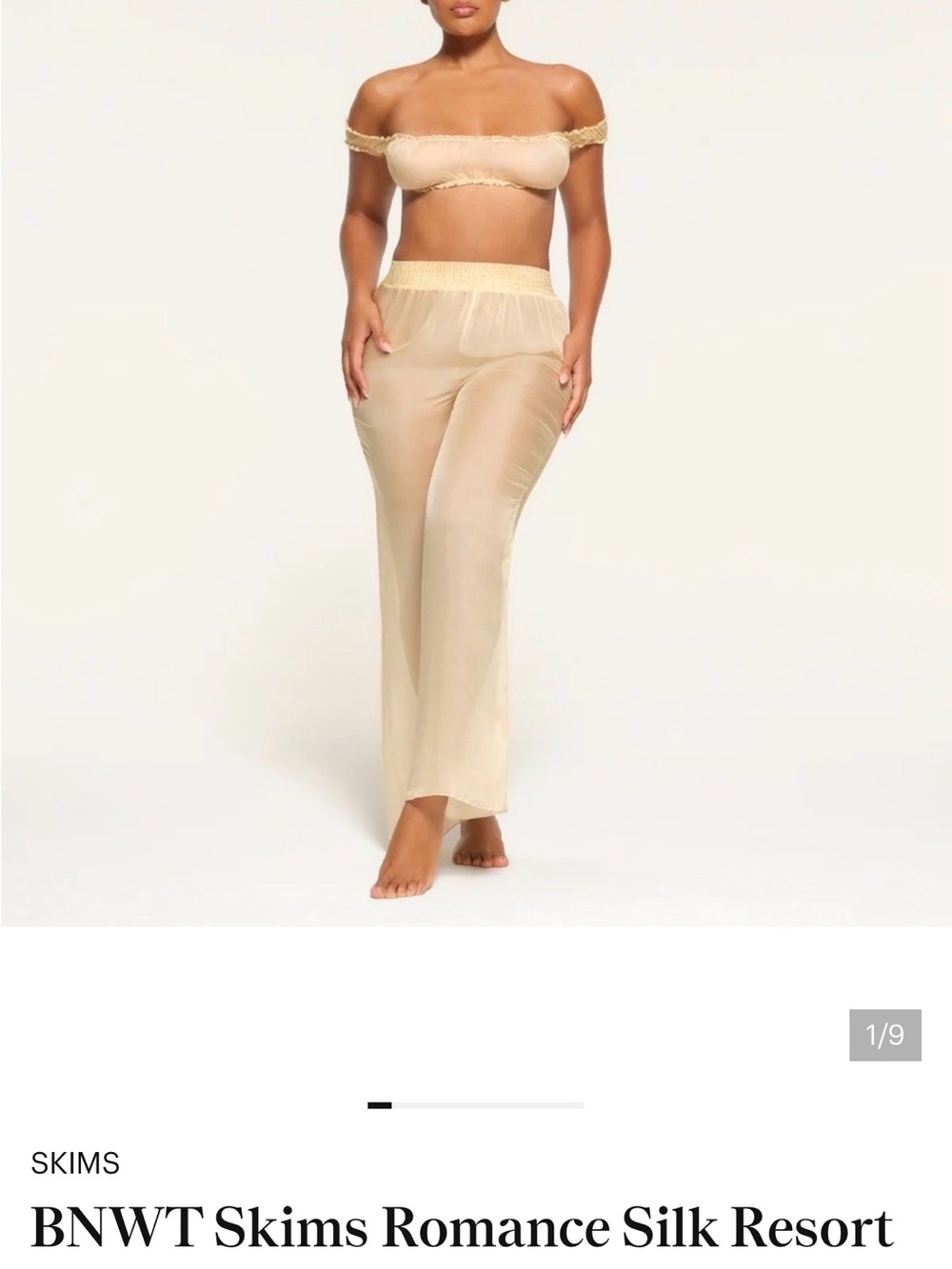 BNWT SKIMS romance silk Wide-Leg pants in white